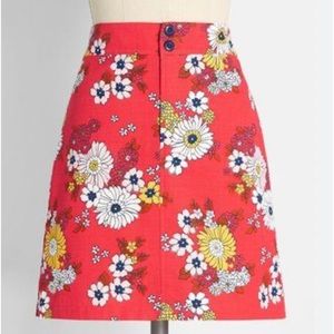 ModCloth NWT Spash of Inspiration Retro Floral Cotton Mini Skirt Size 6